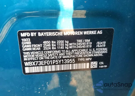 2023 BMW X1 xDrive28I z USA, uszkodzony, nr VIN WBX73EF01P5Y13955